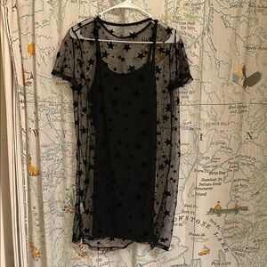 Black Star Mesh Overlay Dress